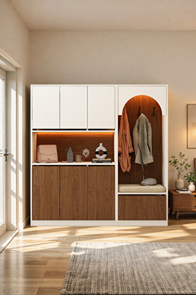 Avmpark Elva Portmanto 3 Kapaklı Askılı Minderli Led Işıklı Ayakkabılık Vesti...