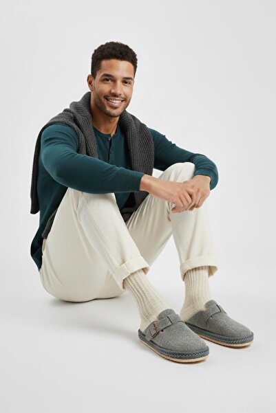 Papuçsepeti Καλάθι παπουτσιών 5074 Ανδρικές χειμερινές παντόφλες από τσόχα γι...