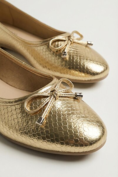 Rays 7037 Balerina cu model crocodil și fundă, auriu