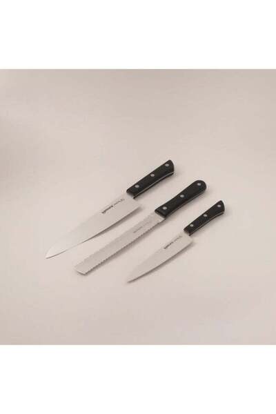 Samura طقم من 3 سكاكين مطبخ من الفولاذ المقاوم للصدأ، أسود