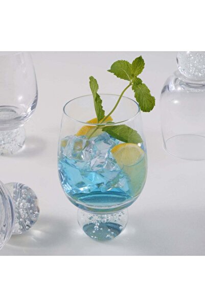 LA MESA 4Pcs Clear Glass Cup Set With Bubble Base