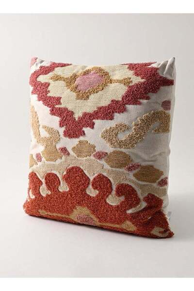 Boutique Blanche وسادة قطنية مطرزة، متعددة الألوان