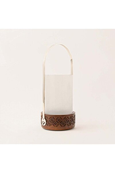 homez Wood and Silver Lantern