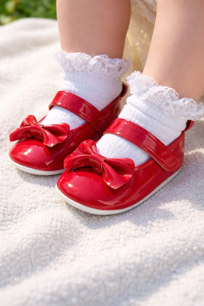 Kiçi Parlak Rugan Deri Babet İlk Adım Ayakkabısı