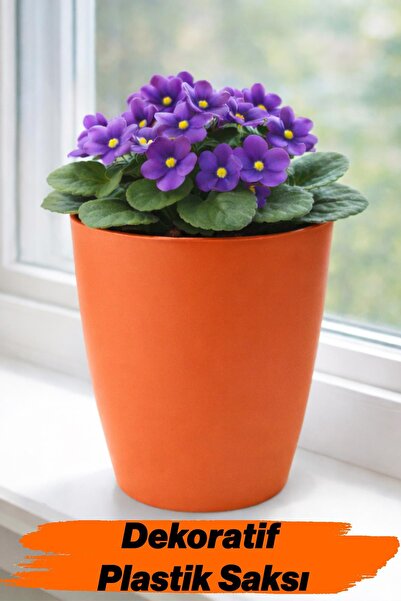 NZB (1 Adet) Turuncu Kırılmaz Plastik Dekoratif Saksı 15CM Orkide Çiçek Bitki...