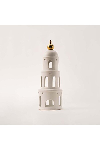 homez حامل شموع من السيراميك الأبيض