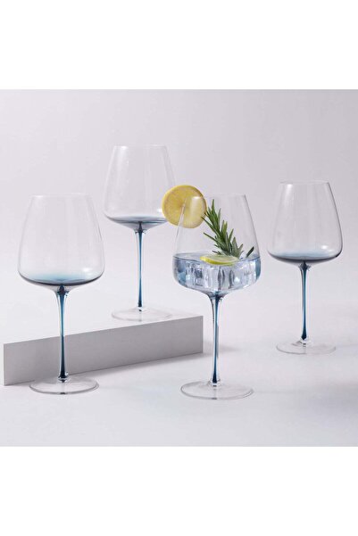LA MESA 4Pcs Stem Mid Glass Tumbler Set, Blue 600Ml