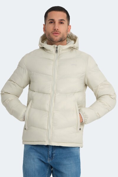 Slazenger Winter Waterproof Comfortable Zippered Hooded Men's Coat White