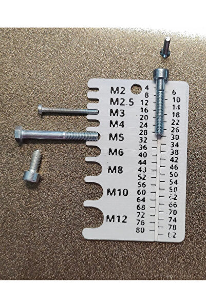 Kanem3D Vida ve Somun Ölçüm Kartı (M2 - M12) Hafif Cep Boy