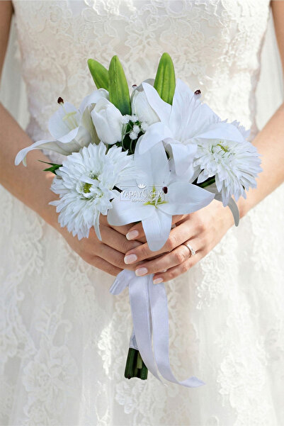 Yapay Çiçek Deposu Lalin Lily-Tulip Bridal Bouquet Set of 2