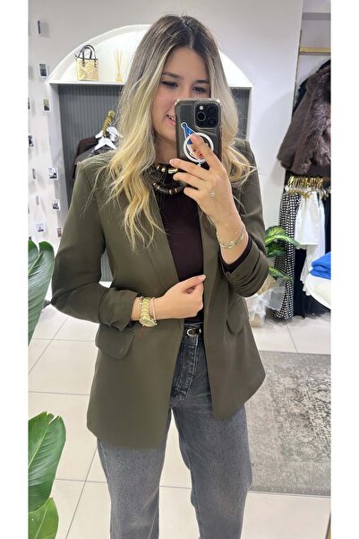 HandeButik Kadın Kolu Büzgülü Blazer Ceket