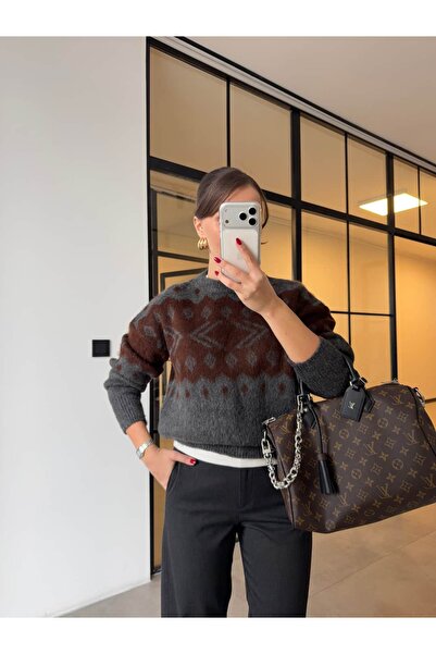 BB Bensu Buyruk Crew Neck Ethnic Patterned Sweater