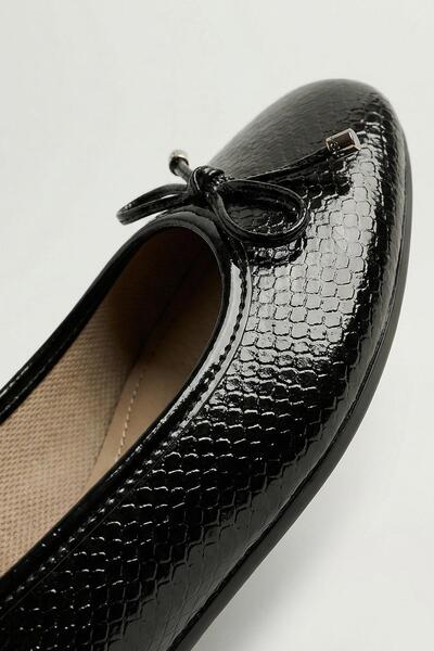 Rays 7037 Balerini cu fundă cu model crocodil, negri