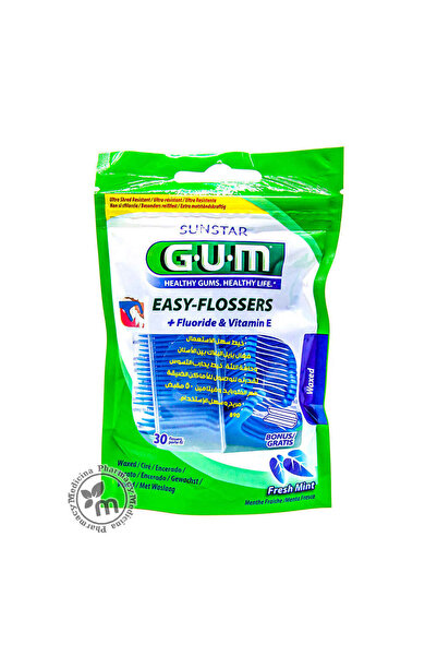 BUTLER GUM Easy Flossers Cool Mint Flavor with Vitamin E & Fluoride, 30 Pieces