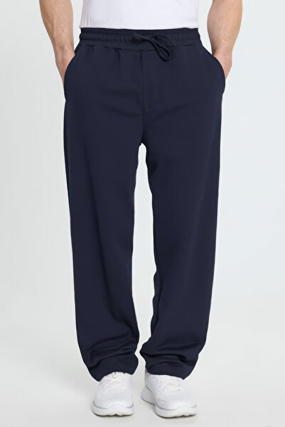 Tudors Men's Navy Blue Cotton Baggy Fit Comfortable Cut Knitted Sweatpants wi...