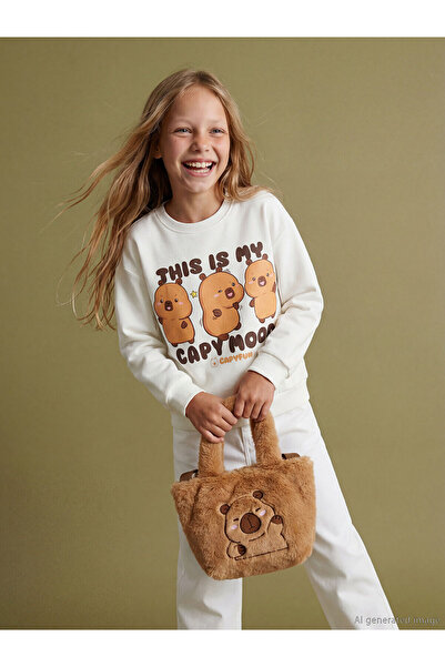 LC Waikiki ACCESORII LCW Geantă de umăr pentru fetiță cu broderie cu animale