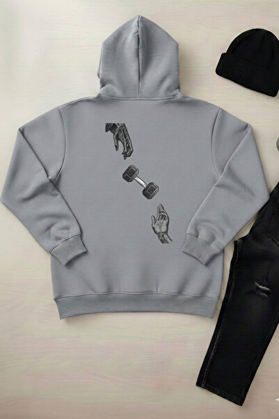 OXVİN Lift It Up - سترة بقلنسوة للجنسين مع جيب كنغر و3 خيوط (مع صوف من الداخل)