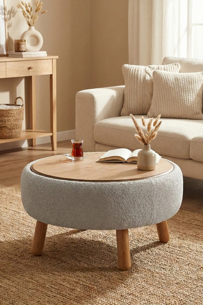 Zem İrina Sandıklı Mekanizmalı Orta Sehpa/Bench, Sütlü Kahve