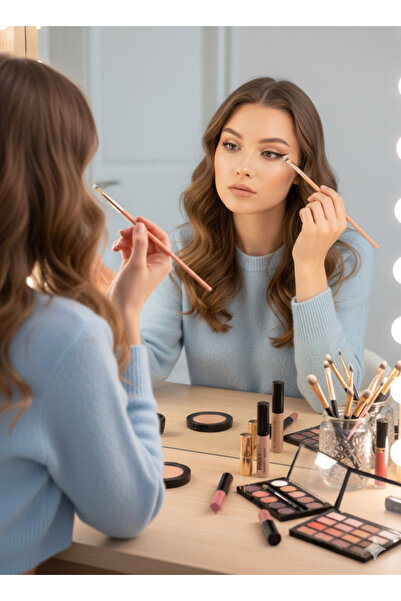 OMAC Pensula profesională pentru contur ochi – Pensulă de machiaj cu peri moi...