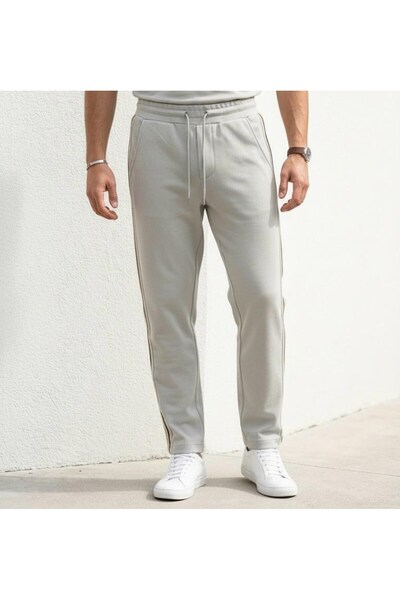 Plus Scorpion Men's Slim Fit Sweatpants with Side Stripes Cotton