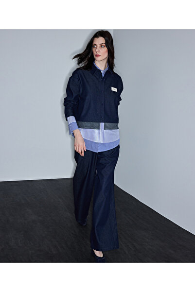 İpekyol Kontrast bel wide leg pantolon