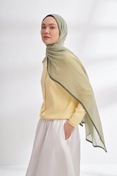 ARMANDA Muslin Piping Shawl - Linen Green