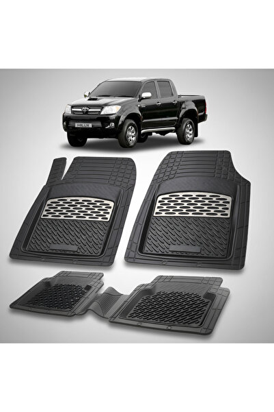 TEAMCAR Πατάκια αυτοκινήτου συμβατά με Toyota Hilux VII (2005-2015) Ασημί