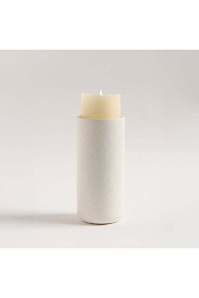 homez حامل شموع معدني أبيض من مجموعة صفا