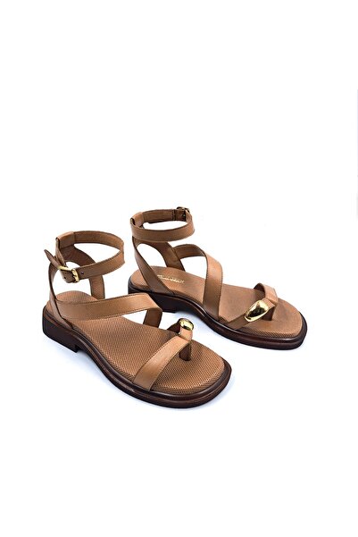 Bulldozer B261802 Genuine Leather Women's Comfortable Tan Color Flip-Flop Gla...