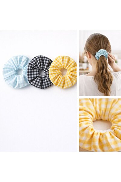 Melff Women's Elastic Set of 3 Colorful Fabric Bagel Scrunchies with Buckle