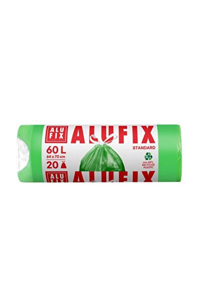 alufix Pungi de gunoi cu bandă adezivă 60 L 64 x 70 cm verde HDPE 20 buc/rolă
