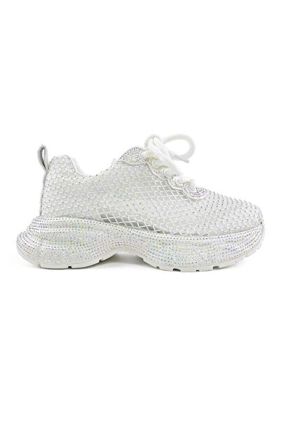 Tmall Women's Sports Shoes,With Mesh and Rhinestones, D1469, White