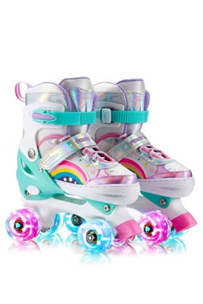 Generic زلاجات دوارة قابلة للتعديل للأولاد والبنات بعجلات من البولي يوريثان م...