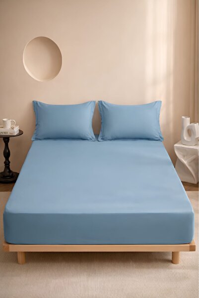 miar home perde tekstil 100% Cotton Elastic Sheet Set – 2 Flounce Pillowcases