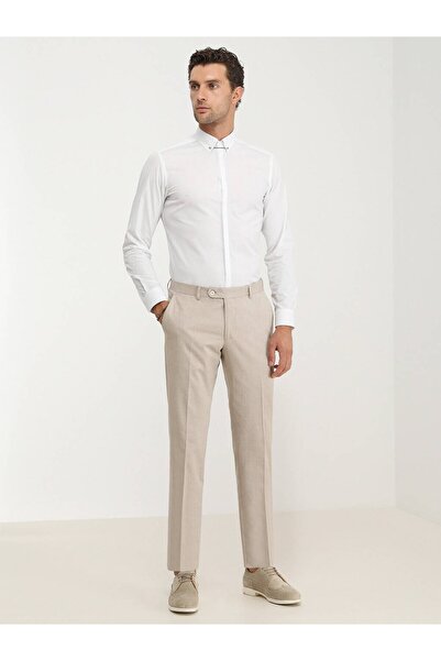 Kip White Plain Slim Fit Flat Cuff Classic Collar Tuxedo Shirts