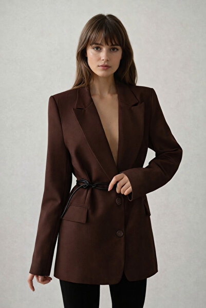 Cistern İstanbul Women's Belt Detailed Lined Blazer Jacket