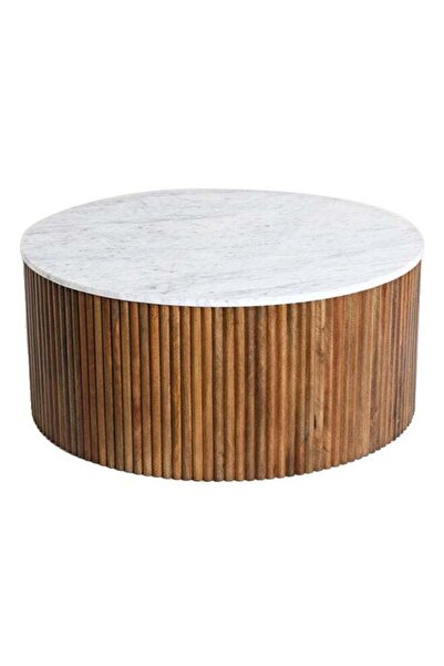 homez Coffee Table Wood and Marble in Brown