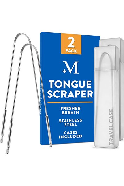 BASIC CONCEPTS Tongue Cleaner Set of 2 with Case Reduces Bad Breath Medical G...