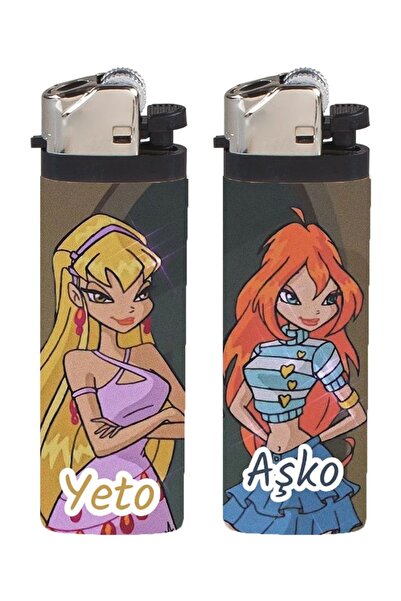 Saatistan Renkli Winx Bloom ve Stella 2'li Klasik Metal Çakmak Seti