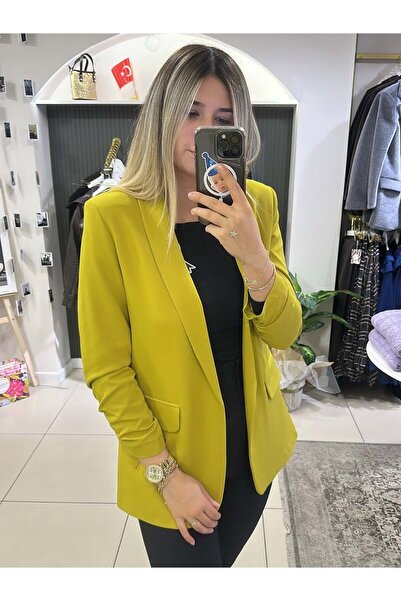 HandeButik Kadın Kolu Büzgülü Blazer Ceket