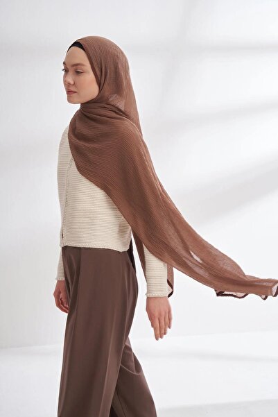 ARMANDA Muslin Piping Shawl - Dark Mink