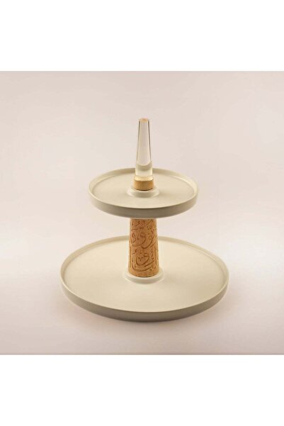 LA MESA Porcelain 2Tier Cake Stand, White Dia 30Cm,19Cm