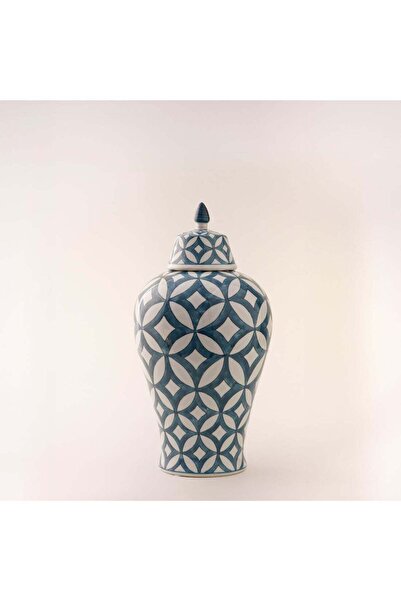 homez مزهرية خزفية زرقاء وبيضاء