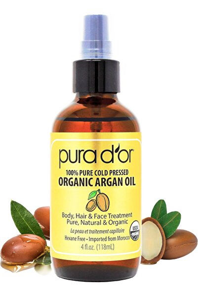 Pura D'or زيت الأرغان المغربي للشعر والوجه والبشرة وفروة الرأس والأظافر - 113...