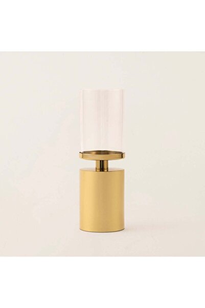 homez حامل شموع كبير من مجموعة أولفا مصنوع من الزجاج والمعدن الذهبي