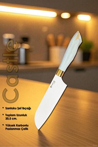 Castle Shine Serisi Santoku Uzak Doğu Mutfak Şef Bıçağı Et Ekmek Sebze Salata...