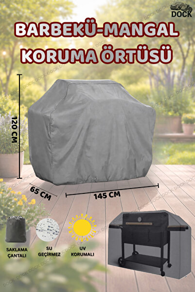Dock BÜYÜK BOY BARBEKÜ-MANGAL KORUMA ÖRTÜSÜ GRİ (TAM KORUMA-4 MEVSİM)