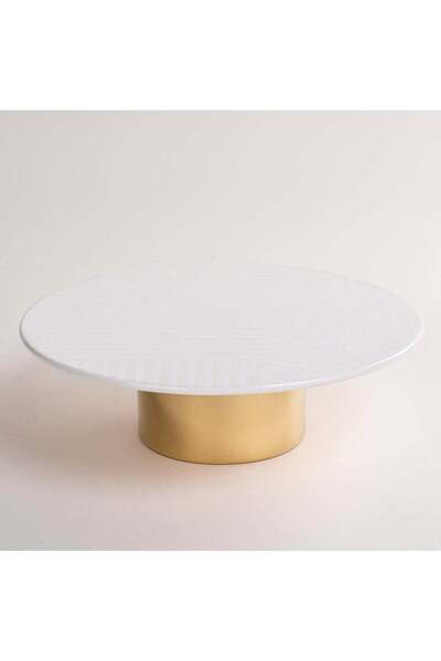 LA MESA White Porcelain Cake Stand with Gold Base