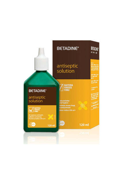 BETADINE 10% Povidone Iodine Antiseptic Solution, 120ml