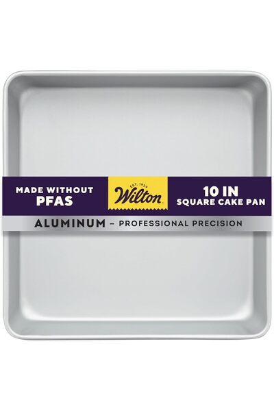 wilton صينية كيك مربعة من الألومنيوم عالي الأداء وصينية براونيز، 10 بوصة، فضية